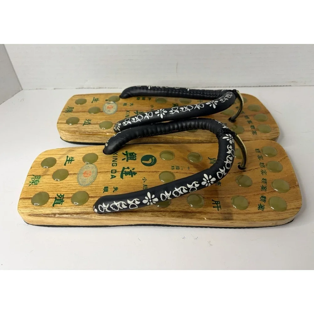 Vintage Chinese Reflexology Acupressure‎ Foot Massage Sandals Wood Size 41